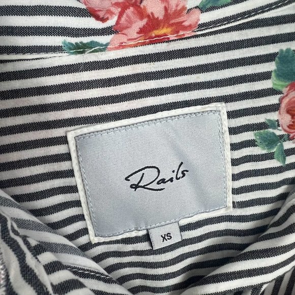 Rails Taylor Floral Stripe Shirt Buttondown Long Sleeves Size XS L2769 - Picture 5 of 10